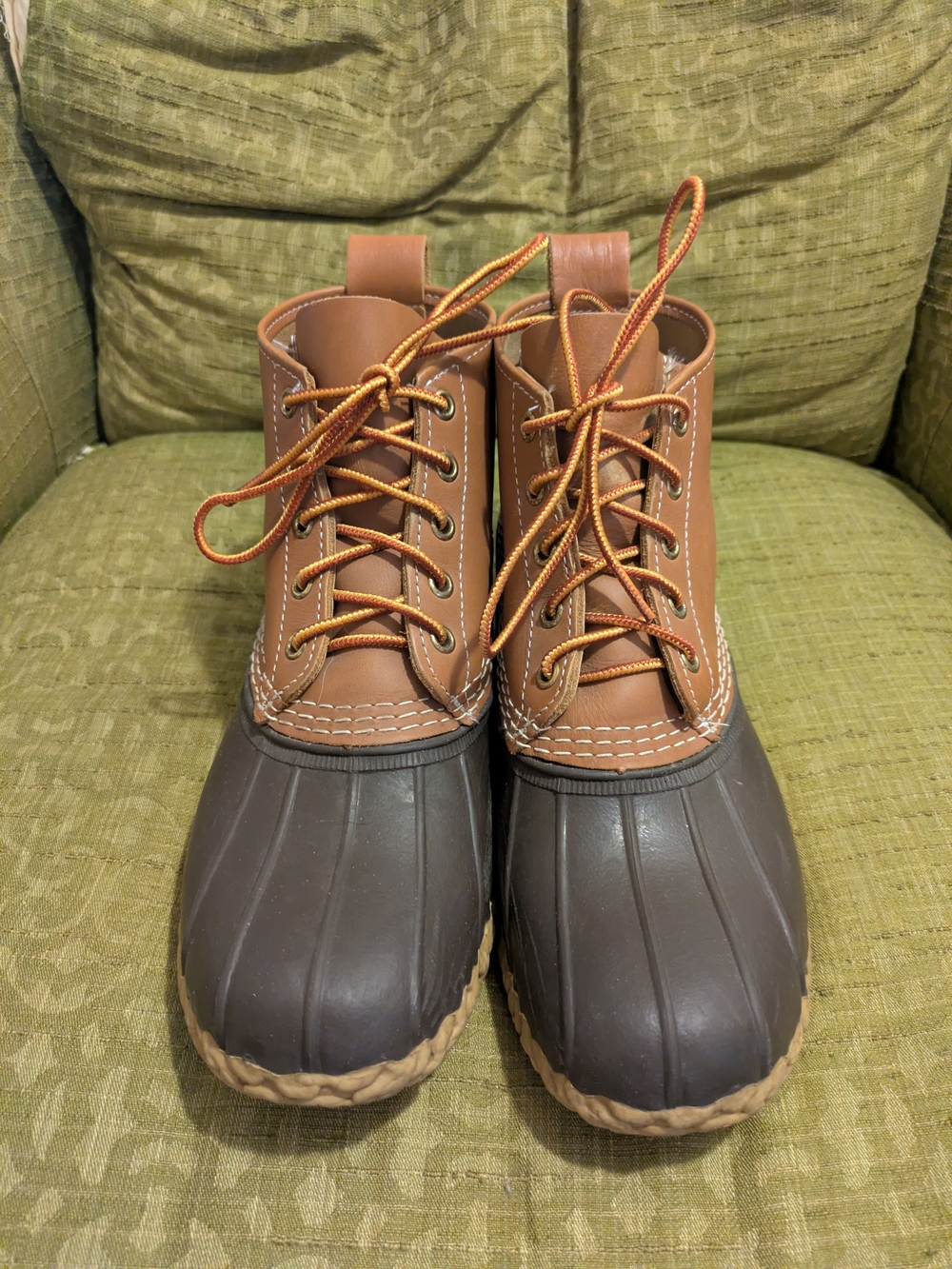 L.L. Bean Brown and Dark Brown Waterproof Lace-Up Duck Boots